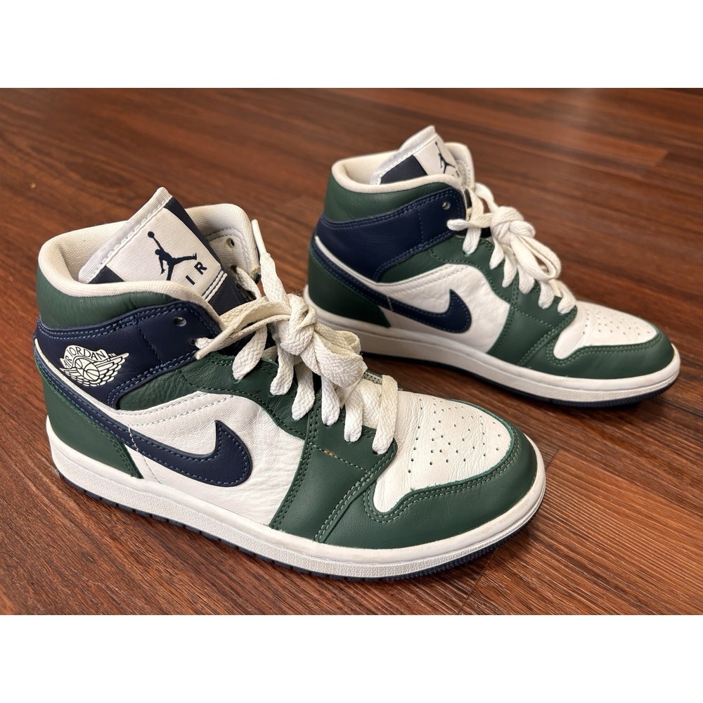 Nike Air Jordan 1 Mid SE Noble Women's Size 6 Green White Blue DZ5326-300‎